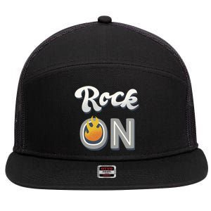 Rock On Flame 7 Panel Mesh Trucker Snapback Hat