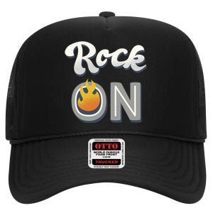 Rock On Flame High Crown Mesh Back Trucker Hat