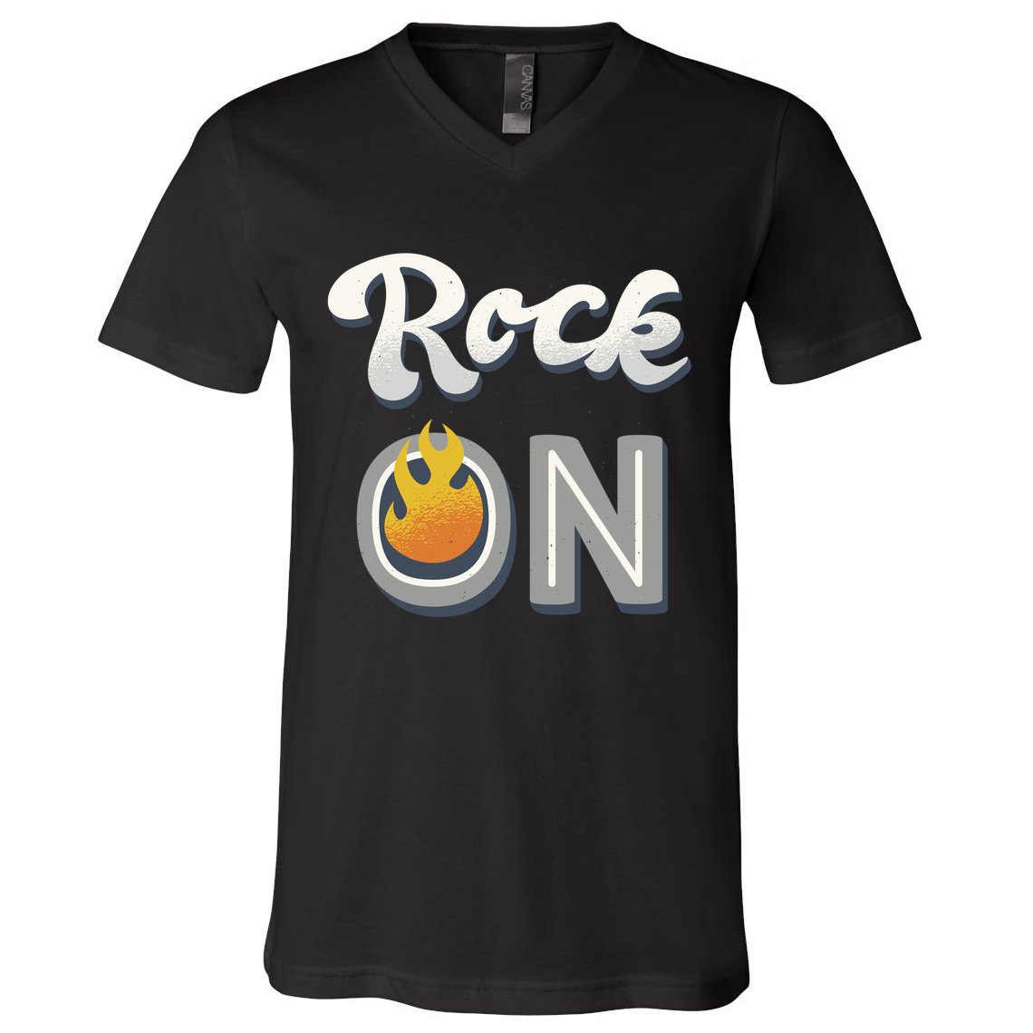 Rock On Flame V-Neck T-Shirt