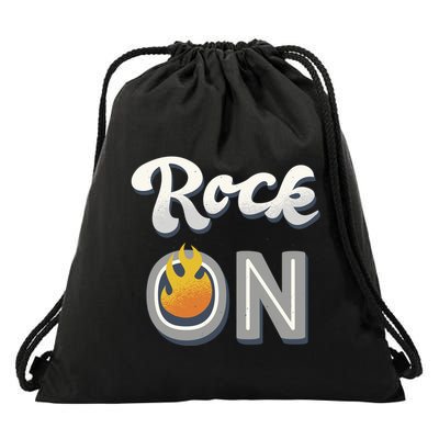 Rock On Flame Drawstring Bag