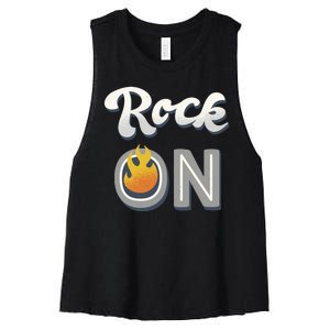 Rock On Flame Women's Racerback Cropped Tank