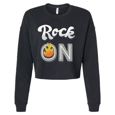 Rock On Flame Cropped Pullover Crew