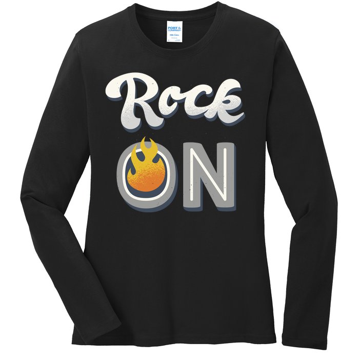 Rock On Flame Ladies Long Sleeve Shirt