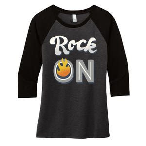 Rock On Flame Women's Tri-Blend 3/4-Sleeve Raglan Shirt