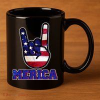 Rock On Merica 11oz C Handle Ceramic Mug