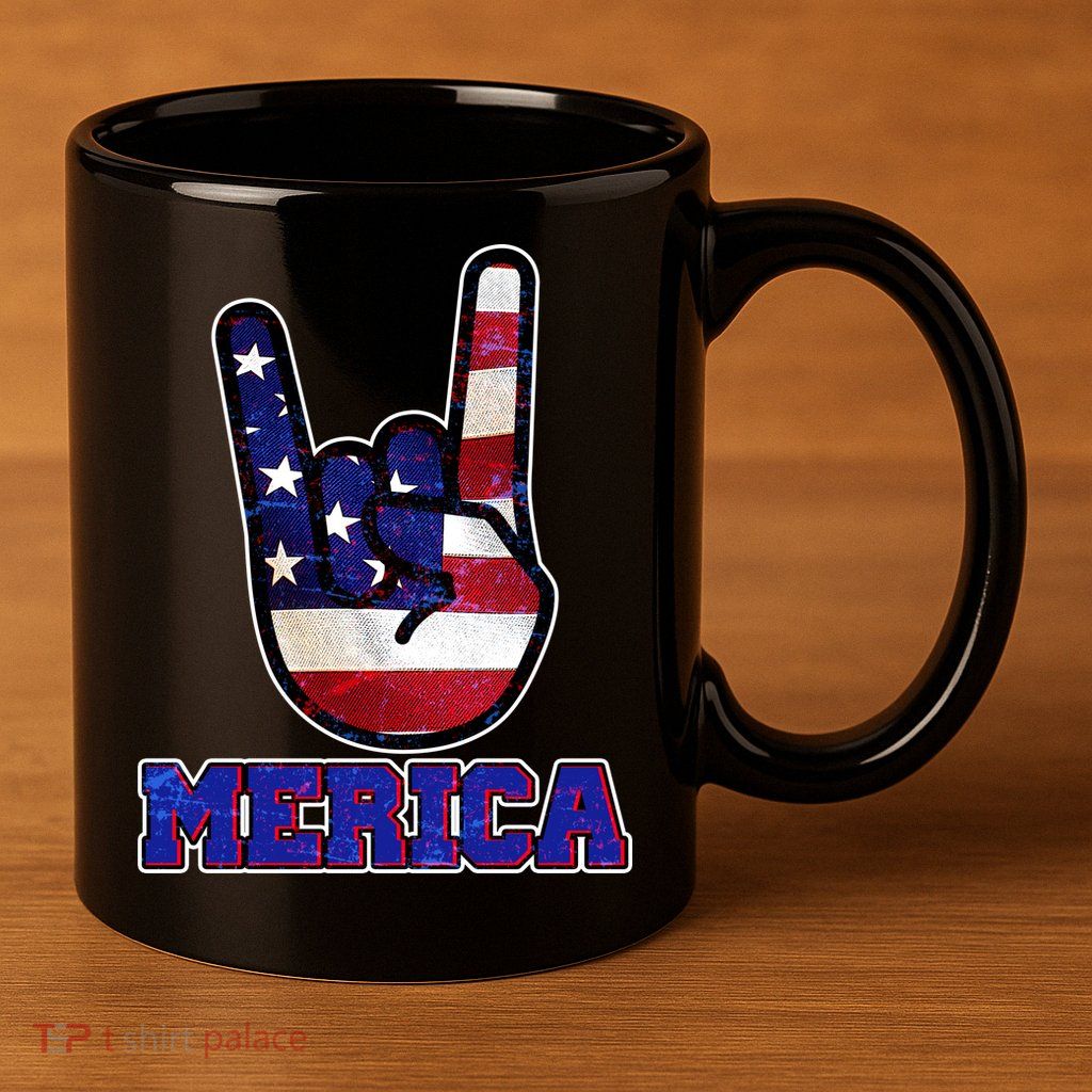 Rock On Merica 11oz C Handle Ceramic Mug