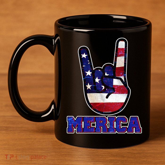 Rock On Merica 11oz C Handle Ceramic Mug