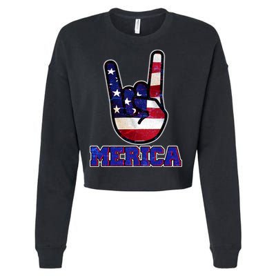 Rock On Merica Cropped Pullover Crew