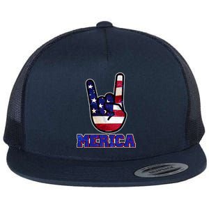 Rock On Merica Flat Bill Trucker Hat