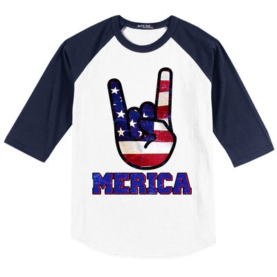 Rock On Merica Baseball Sleeve Shirt