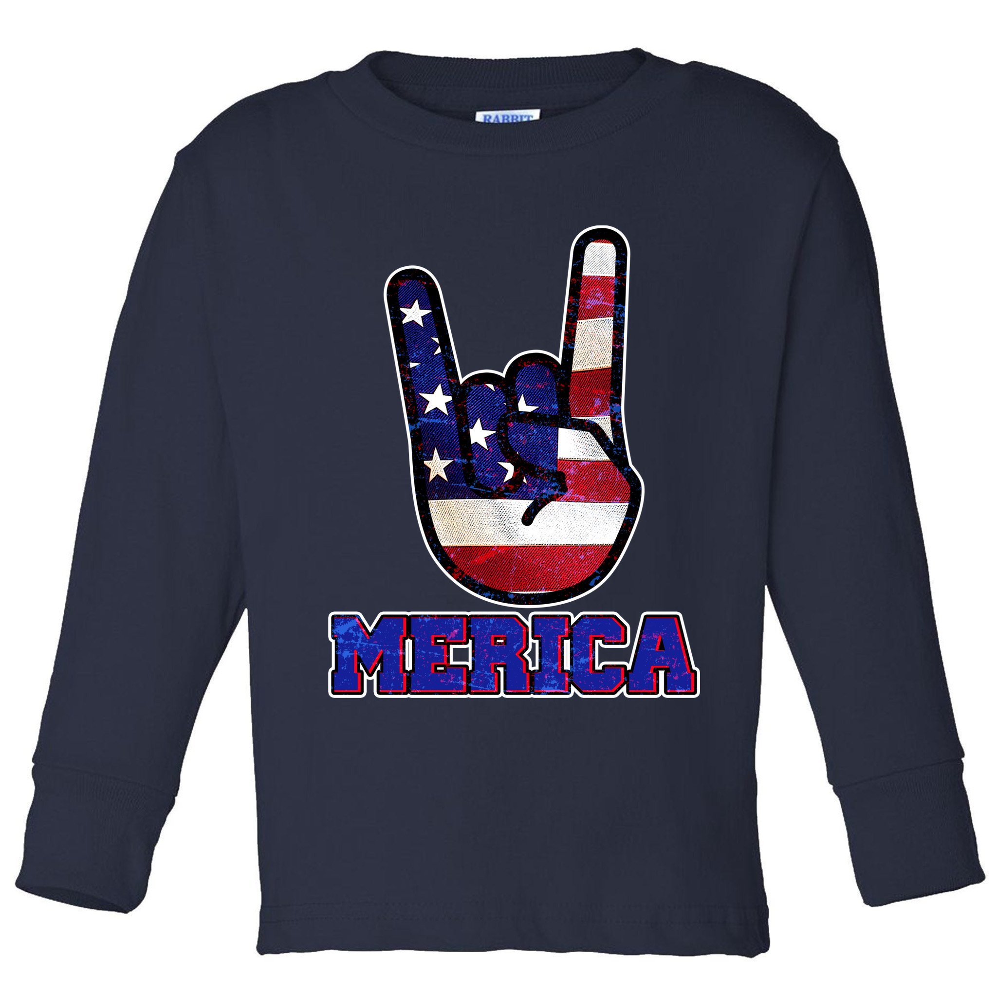 Rock On Merica Toddler Long Sleeve Shirt