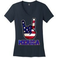 Rock On Merica Women's V-Neck T-Shirt
