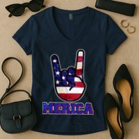 Rock On Merica Women's V-Neck T-Shirt