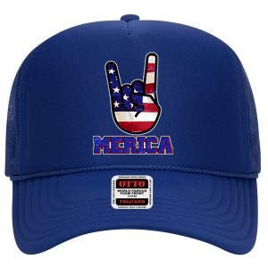 Rock On Merica High Crown Mesh Back Trucker Hat