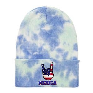 Rock On Merica Tie Dye 12in Knit Beanie