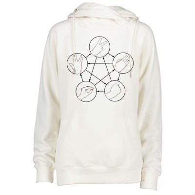 Rock Paper Scissors Lizard Spock Womens Funnel Neck Pullover Hood