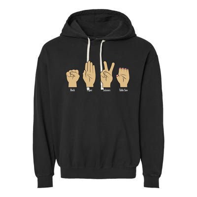 Rock Paper Scissors Table Saw Garment-Dyed Fleece Hoodie