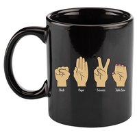 Rock Paper Scissors Table Saw 11oz C Handle Ceramic Mug