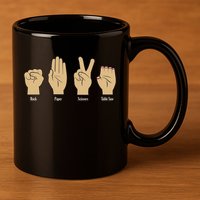 Rock Paper Scissors Table Saw 11oz C Handle Ceramic Mug