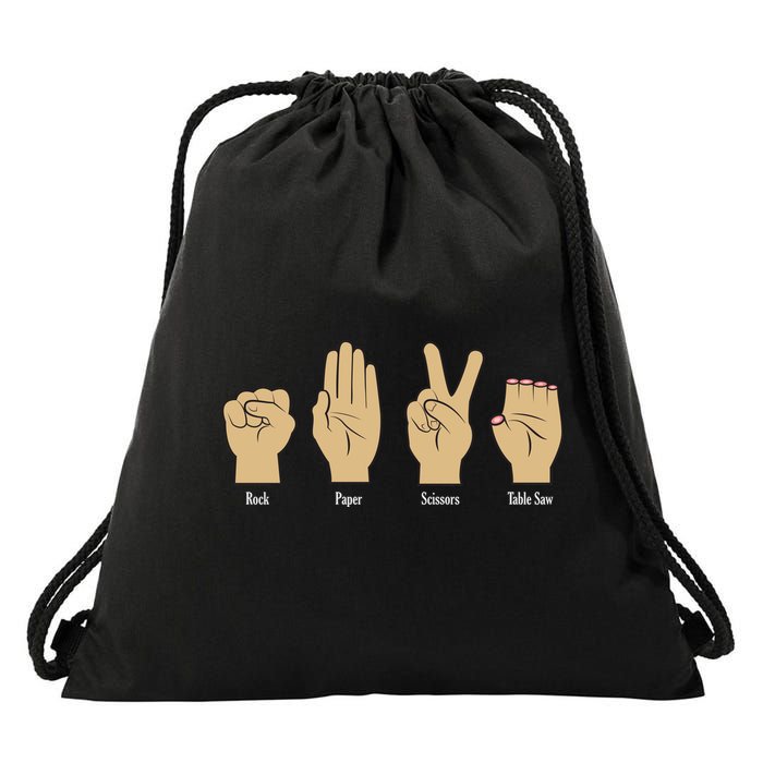 Rock Paper Scissors Table Saw Drawstring Bag