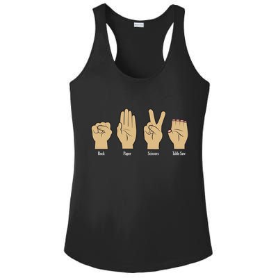 Rock Paper Scissors Table Saw Ladies PosiCharge Competitor Racerback Tank