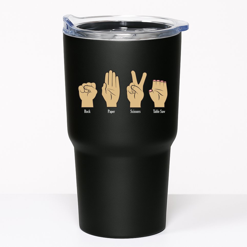 Rock Paper Scissors Table Saw Tumbler