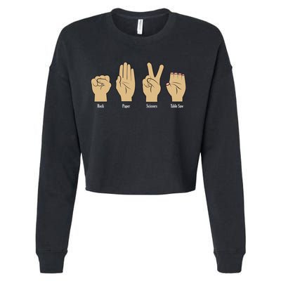 Rock Paper Scissors Table Saw Cropped Pullover Crew