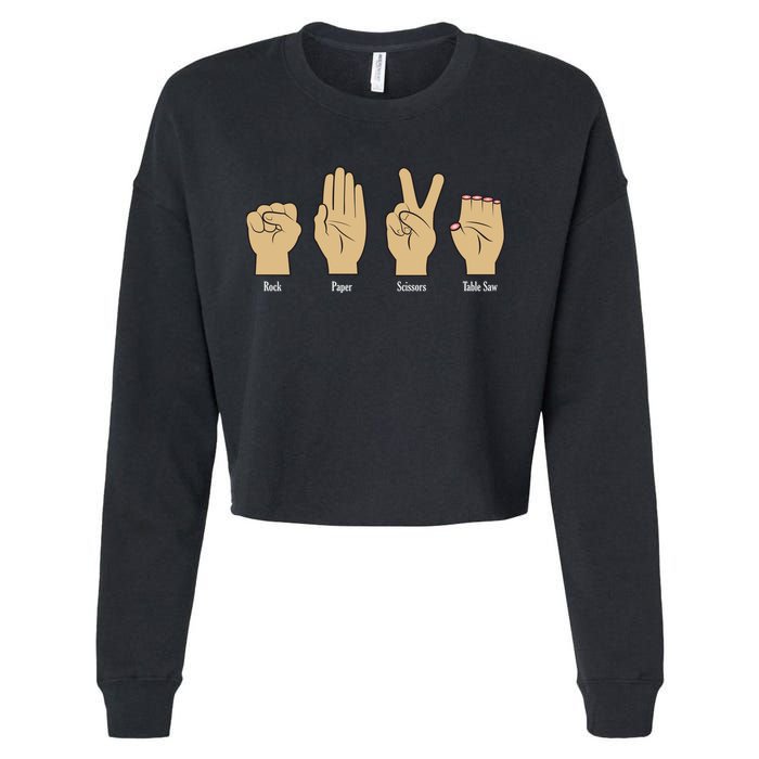 Rock Paper Scissors Table Saw Cropped Pullover Crew