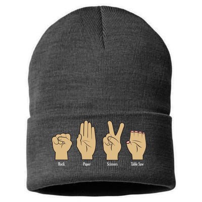 Rock Paper Scissors Table Saw Sustainable Knit Beanie
