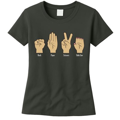Rock Paper Scissors Table Saw Womens T-Shirt