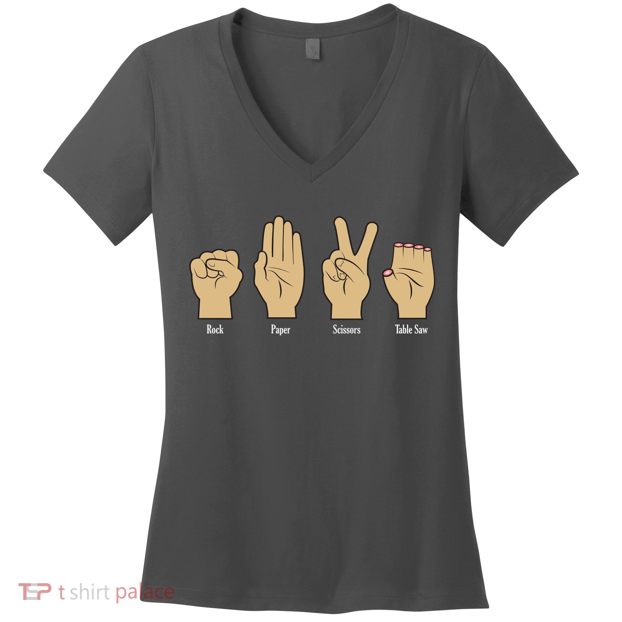 Rock Paper Scissors Table Saw Women's V-Neck T-Shirt