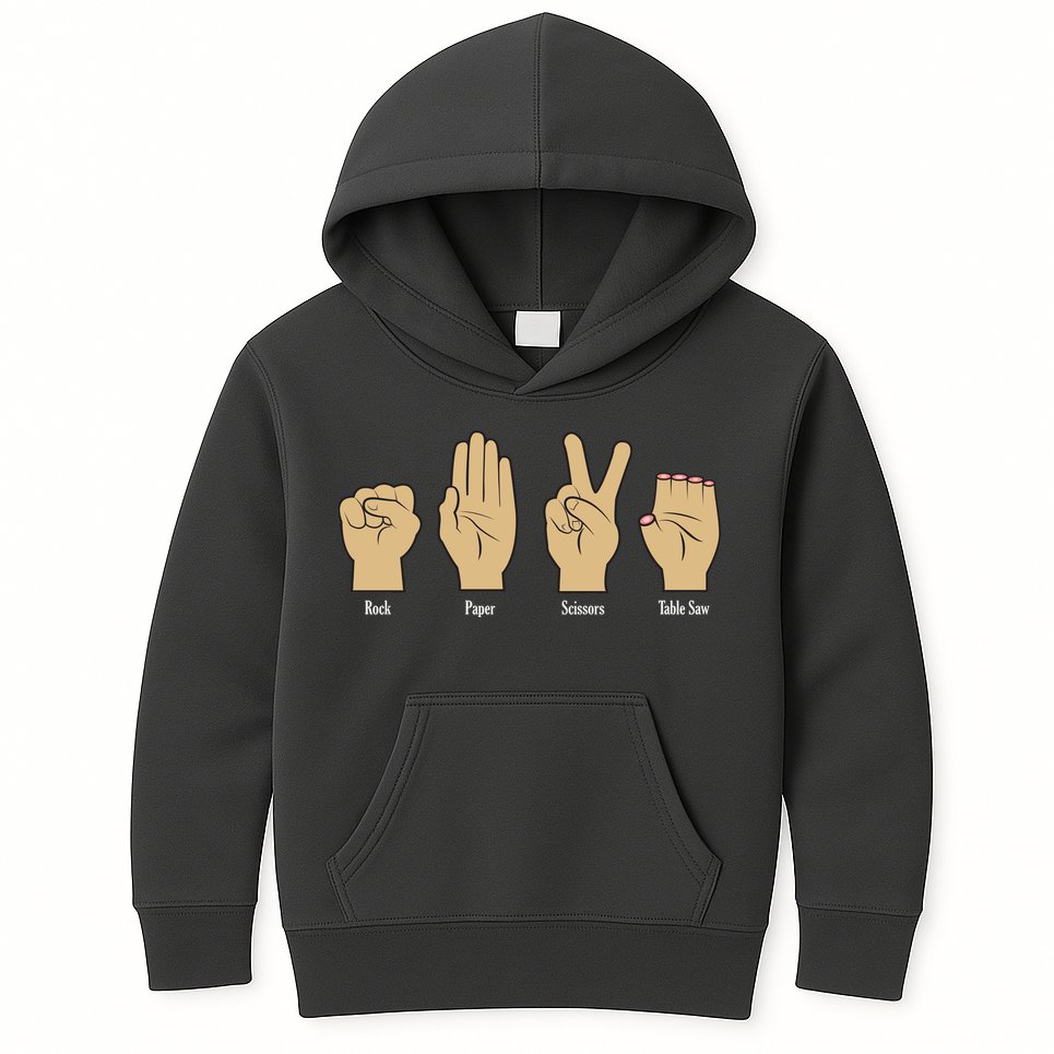 Rock Paper Scissors Table Saw Kids Hoodie