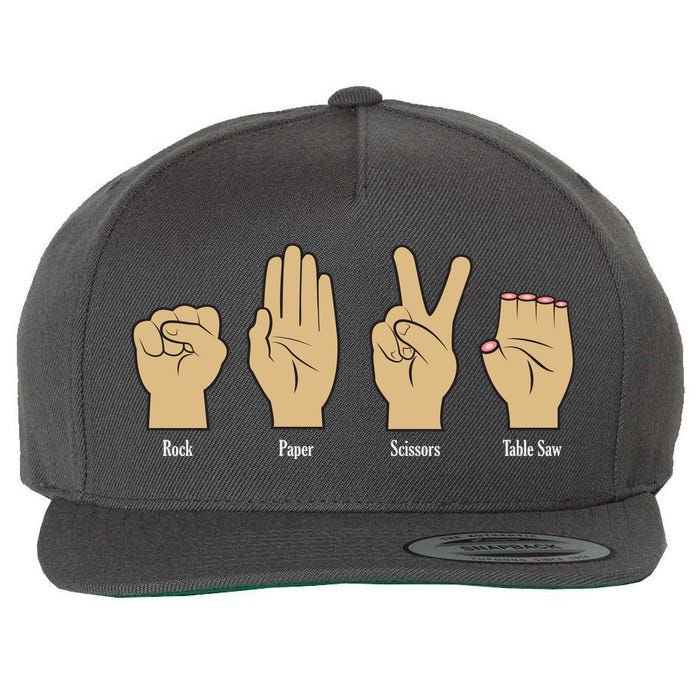 Rock Paper Scissors Table Saw Wool Snapback Cap