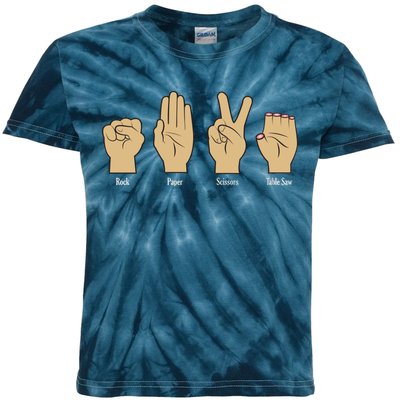 Rock Paper Scissors Table Saw Kids Tie-Dye T-Shirt