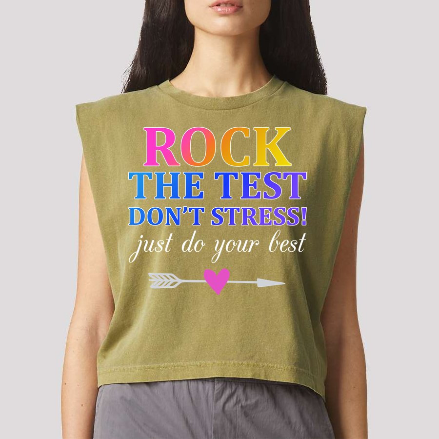 Rock The Test Garment-Dyed Women's Muscle Tee