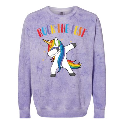 Rock The Test Dabbing Unicorn Colorblast Crewneck Sweatshirt