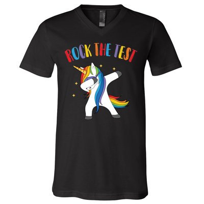 Rock The Test Dabbing Unicorn V-Neck T-Shirt