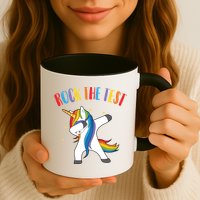 Rock The Test Dabbing Unicorn Mug
