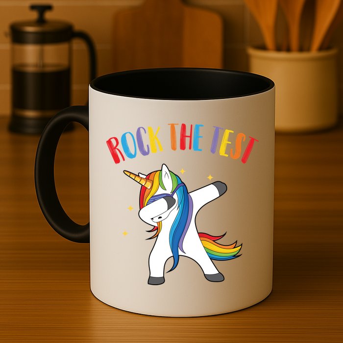 Rock The Test Dabbing Unicorn Mug