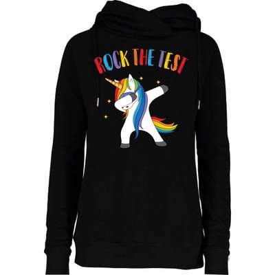 Rock The Test Dabbing Unicorn Womens Funnel Neck Pullover Hood