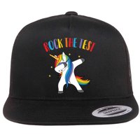 Rock The Test Dabbing Unicorn Flat Bill Trucker Hat
