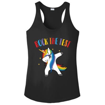 Rock The Test Dabbing Unicorn Ladies PosiCharge Competitor Racerback Tank