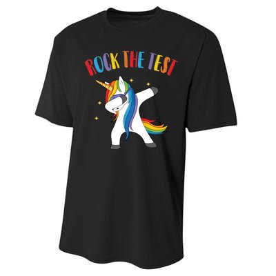 Rock The Test Dabbing Unicorn Performance Sprint T-Shirt