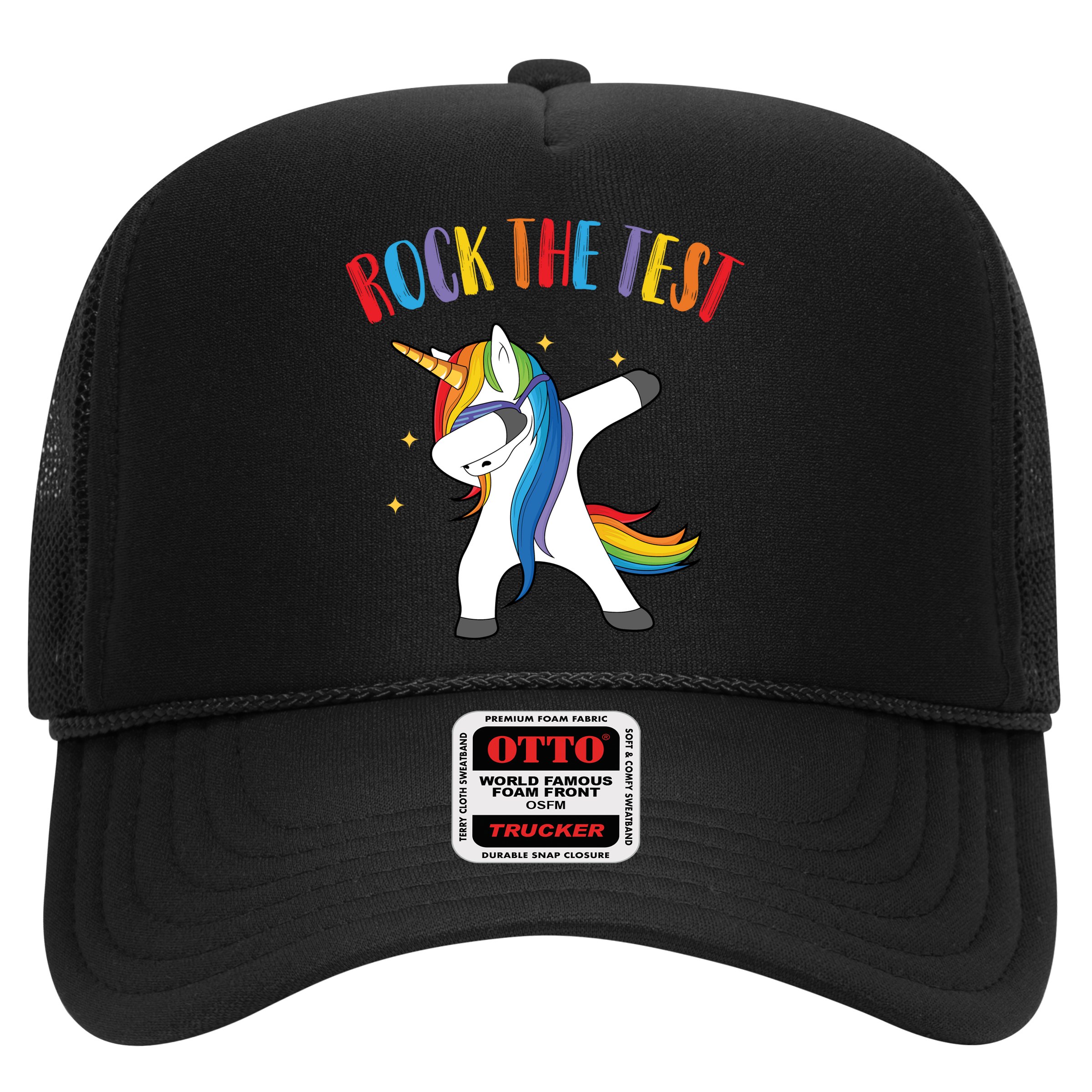 Rock The Test Dabbing Unicorn Trucker Hat