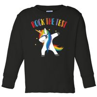 Rock The Test Dabbing Unicorn Toddler Long Sleeve Shirt