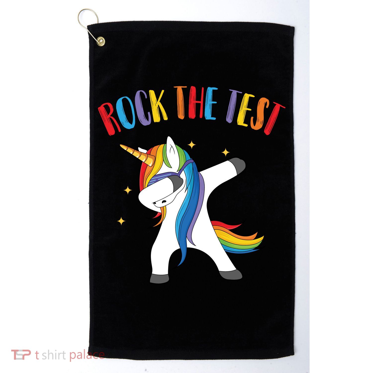 Rock The Test Dabbing Unicorn Golf Towel