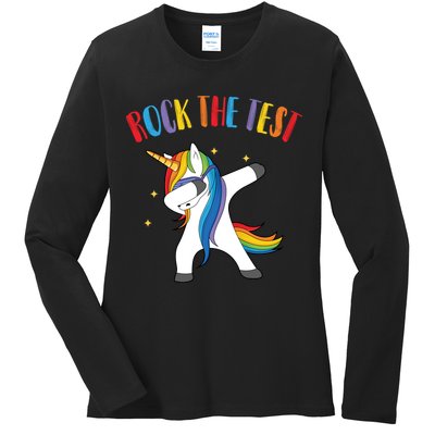 Rock The Test Dabbing Unicorn Ladies Long Sleeve Shirt