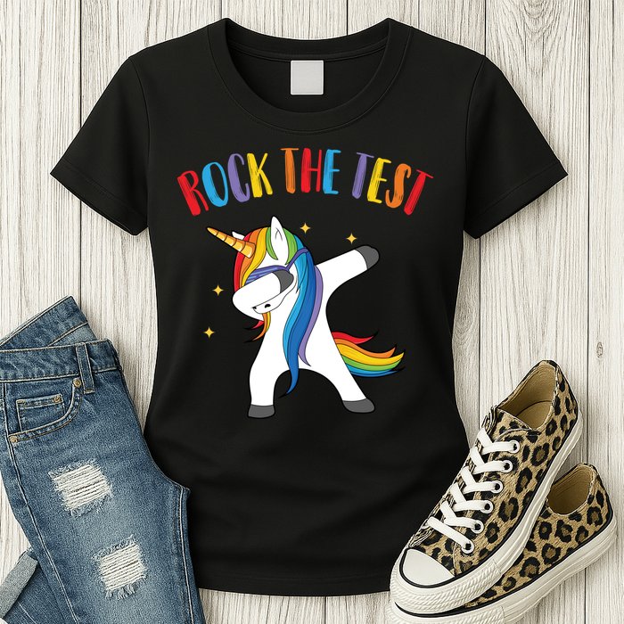 Rock The Test Dabbing Unicorn Womens T-Shirt