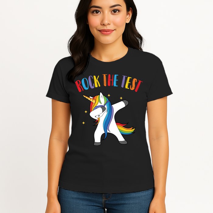 Rock The Test Dabbing Unicorn Womens T-Shirt