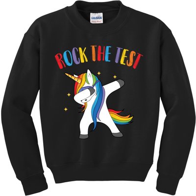 Rock The Test Dabbing Unicorn Kids Sweatshirt